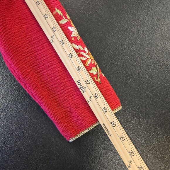 Heirloom Collectibles Vintage Cardigan Sweater Embroidered Granny Core Red - Picture 11 of 14